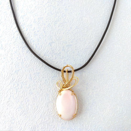 クィーンコンクシェル爪留めペンダントトップ✵ワイヤーラッピング