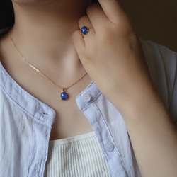 【選べるカラー】ラピスラズリ  アパタイト 天然石 オーバル ネックレス 14kgf 誕生日 プレゼント クリスマス 8枚目の画像