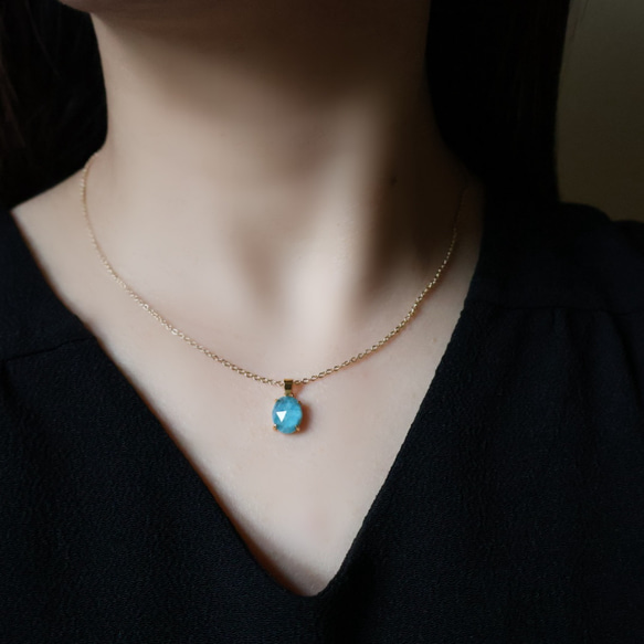 【選べるカラー】ラピスラズリ  アパタイト 天然石 オーバル ネックレス 14kgf 誕生日 プレゼント クリスマス 2枚目の画像