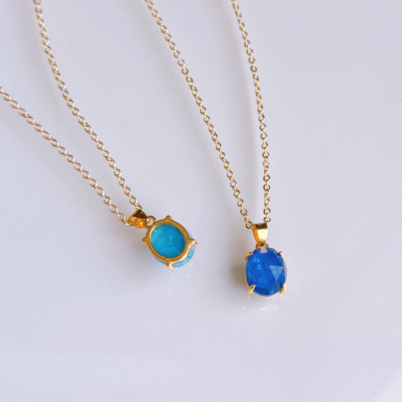 【選べるカラー】ラピスラズリ  アパタイト 天然石 オーバル ネックレス 14kgf 誕生日 プレゼント クリスマス 10枚目の画像