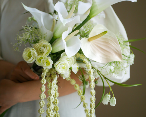 ウェディングブーケ 韓国ブーケ アマランサス 造花ブーケ アーティ