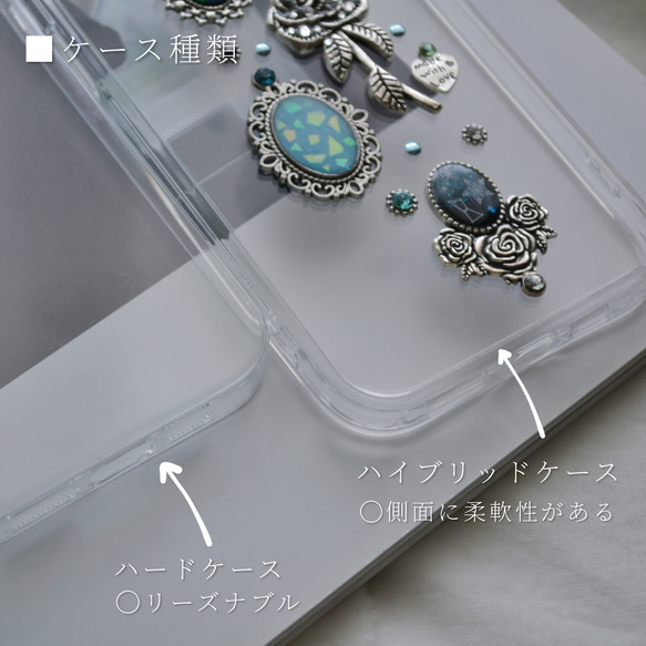 幻想的な青。ジュエリーなスマホケース『空のコラージュ』My Blue Rose 全機種注文可能　クリアケース 9枚目の画像