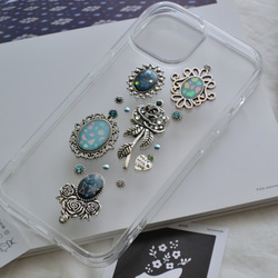 幻想的な青。ジュエリーなスマホケース『空のコラージュ』My Blue Rose 全機種注文可能　クリアケース 2枚目の画像