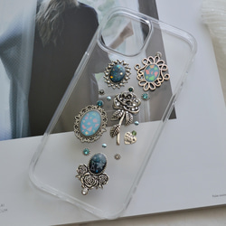 幻想的な青。ジュエリーなスマホケース『空のコラージュ』My Blue Rose 全機種注文可能　クリアケース 3枚目の画像