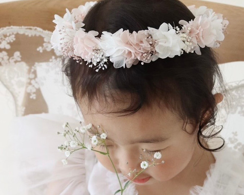 ベビー キッズ 花冠 ~ sakura white~ 花かんむり 結婚式 子供用 誕生日
