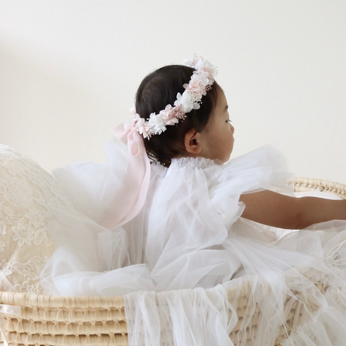 ベビー キッズ 花冠 ~ sakura white~ 花かんむり 結婚式 子供用 誕生日