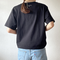 新色⭐︎３つ星＆スタッズ胸ポケット付きTシャツ：ガンメタ×ブラック⭐︎大人のシンプルTシャツ（受注生産） 11枚目の画像