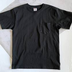 新色⭐︎３つ星＆スタッズ胸ポケット付きTシャツ：ガンメタ×ブラック⭐︎大人のシンプルTシャツ（受注生産） 14枚目の画像