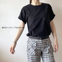 新色⭐︎３つ星＆スタッズ胸ポケット付きTシャツ：ガンメタ×ブラック⭐︎大人のシンプルTシャツ（受注生産） 12枚目の画像