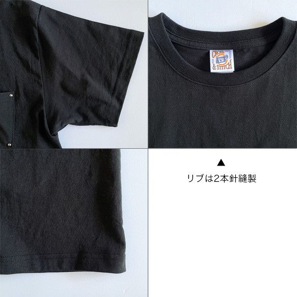 新色⭐︎３つ星＆スタッズ胸ポケット付きTシャツ：ガンメタ×ブラック⭐︎大人のシンプルTシャツ（受注生産） 8枚目の画像