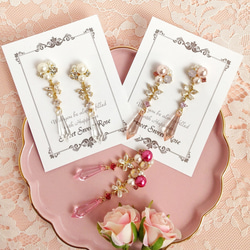 【再販】Bijou & Long イヤリング ピアス ビジュー クリスタル 蝶 蝶々 バタフライ 雫 ドロップ 揺れる 1枚目の画像