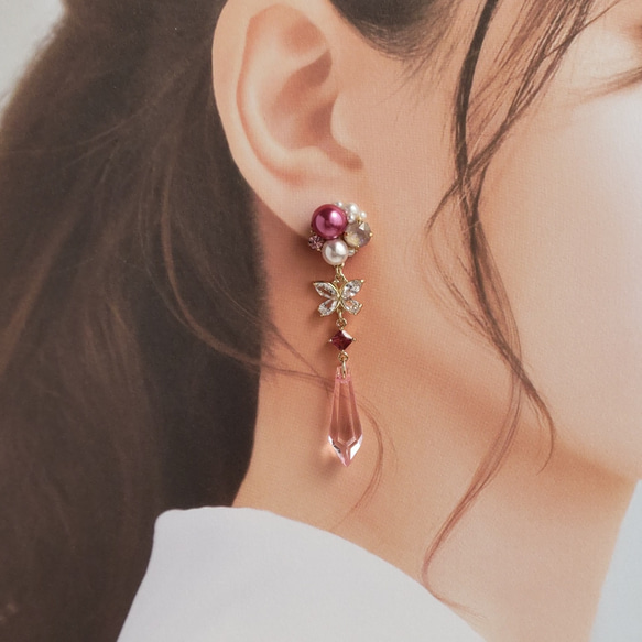 【再販】Bijou & Long イヤリング ピアス ビジュー クリスタル 蝶 蝶々 バタフライ 雫 ドロップ 揺れる 7枚目の画像