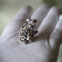 再販 キングマンターコイズ12 S925アンティークデザインリング