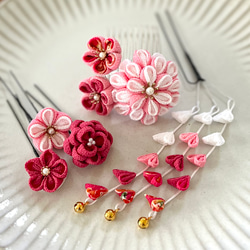 再販〉成人式 髪飾り つまみ細工 七五三 前撮り 卒業式 レトロピンク