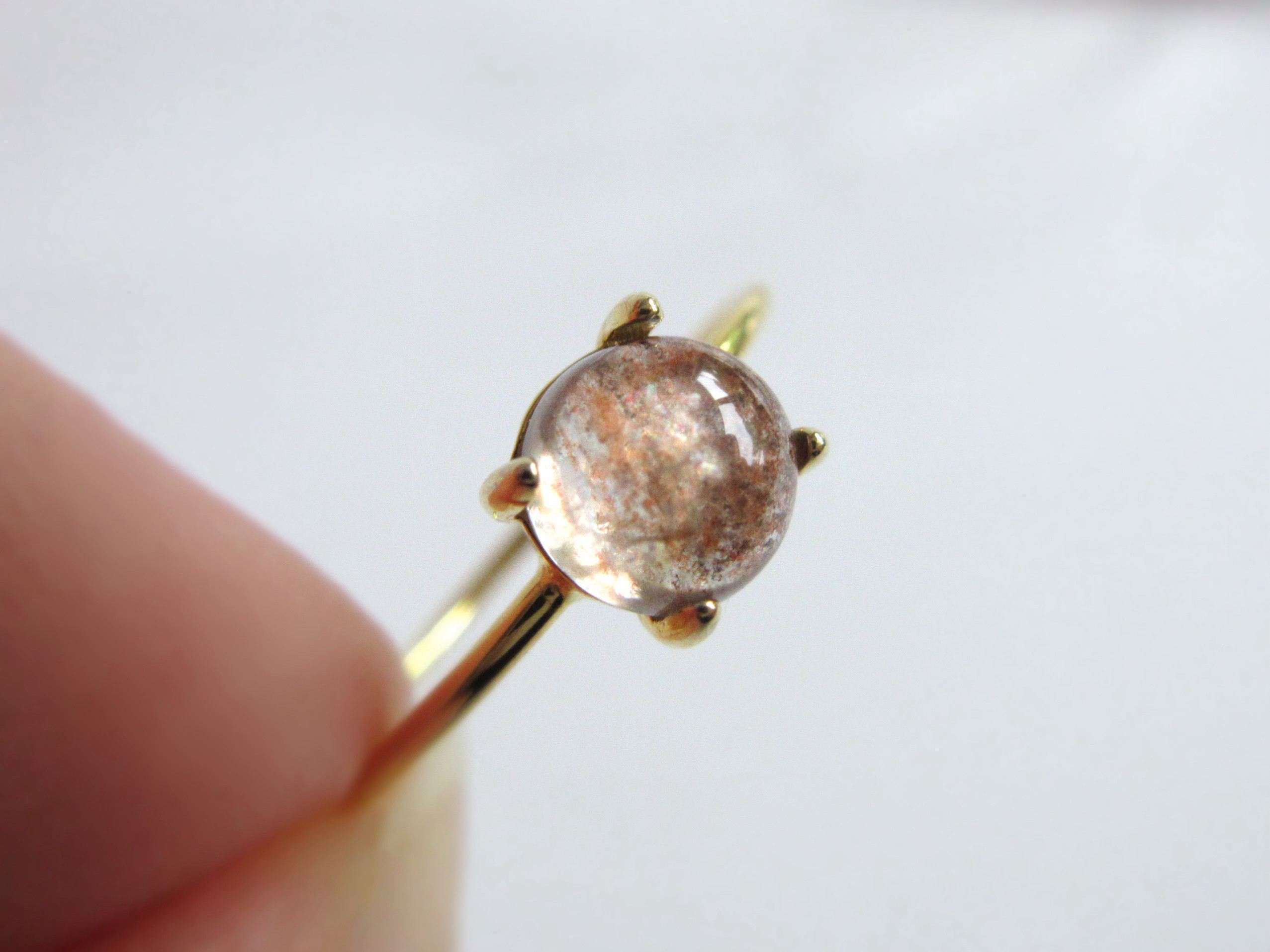 5.8mm美粒「イルメナイトインベリル/モスアクアマリン」リング