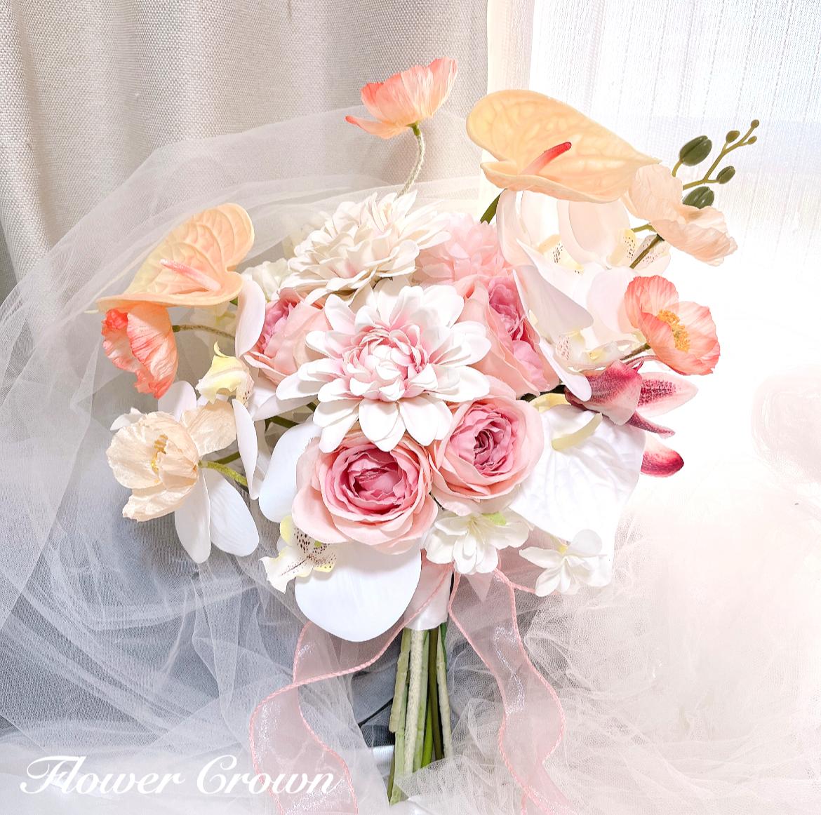 ウエディングブーケ アーティフィシャルフラワーブーケ 結婚式 クラッチブーケ ウエディング ブライダル 胡蝶蘭