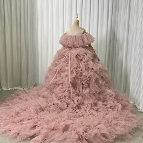 実例写真！カラードレス もも色 3ways 取り外しオフショルダー