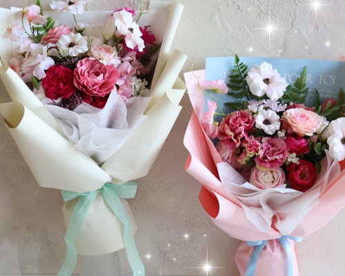 ウェディングブーケ　韓国ブーケ　アーティフィシャルフラワー　花束 カラー×ローズ♪ホワイトブーケ (大きめサイズ)ウェディング