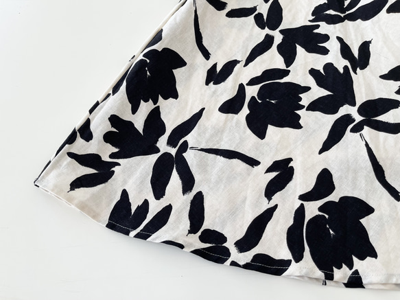 フレアースカート * CottonLinen 花柄 *　IvoryXBlack 8枚目の画像