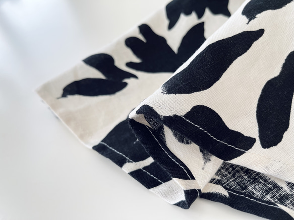 フレアースカート * CottonLinen 花柄 *　IvoryXBlack 9枚目の画像