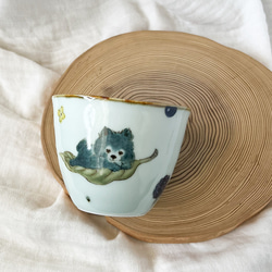 チコロット❤️すべて手描き❤️染付け❤️青リンゴ❤️猫❤️カップ❤️コーヒーカップ❤️お湯呑み❤️小鉢❤️ポメラニアン 7枚目の画像