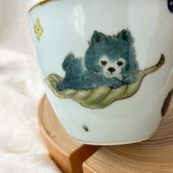 チコロット❤️すべて手描き❤️染付け❤️青リンゴ❤️猫❤️カップ❤️コーヒーカップ❤️お湯呑み❤️小鉢❤️ポメラニアン 12枚目の画像