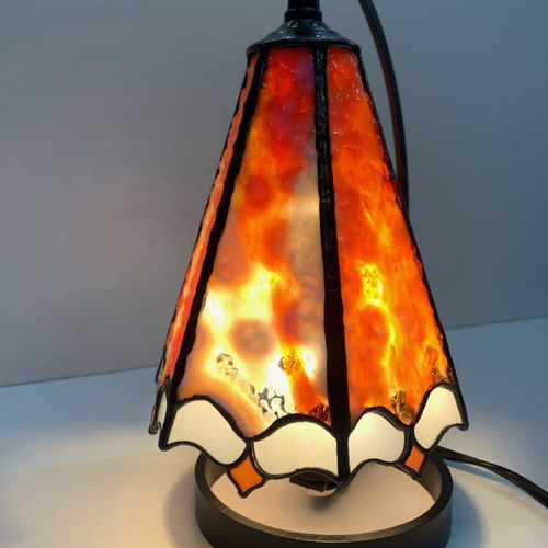 ステンドグラスランプ　オレンジ ステンドグラスランプ 赤 オレンジ トンボ