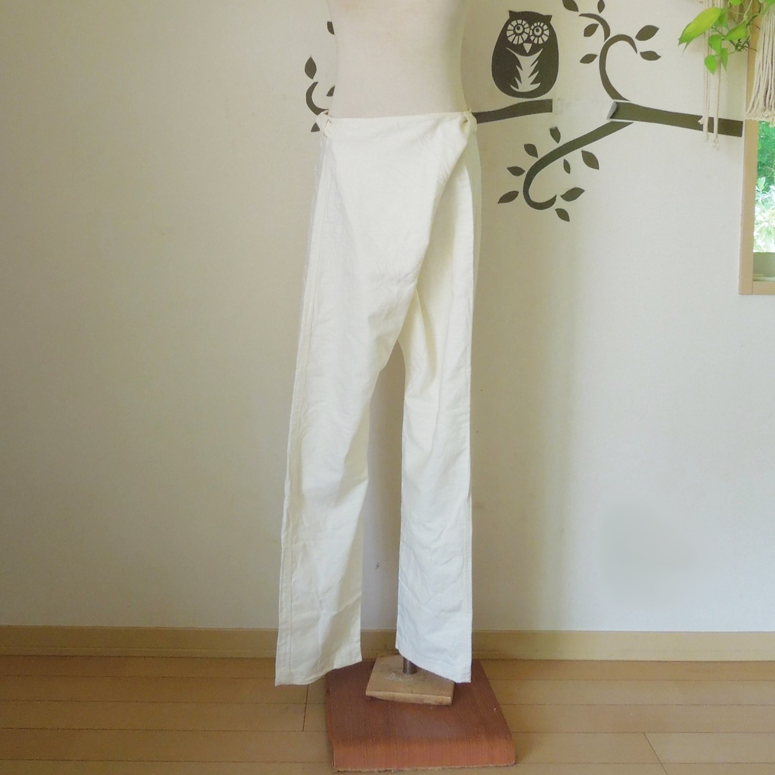 asana HEMP100% デニム風 まつり タイパンツ●きなり