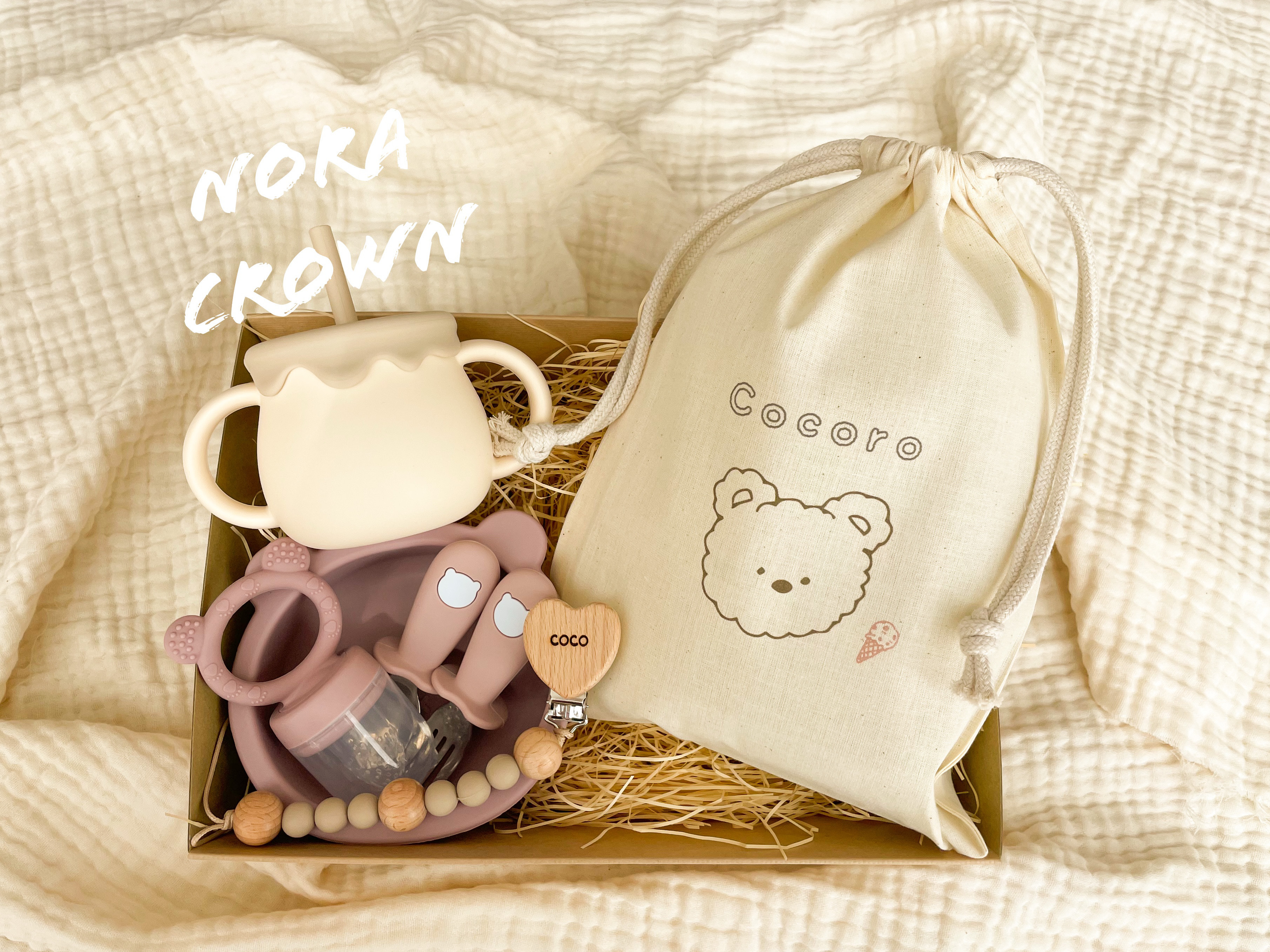 出産祝い　選べるカラーˎˊ˗ ‎くまさん食器・名入れ巾着・おしゃぶりホルダー・3wayカップ・フルーツフィーダー　男女