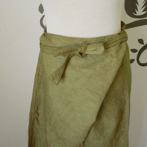 asana HEMP100% デニム風 まつり タイパンツ●草木染めカーキ asana HEMP100% デニム風 まつり タイパンツ○草木染めカーキ