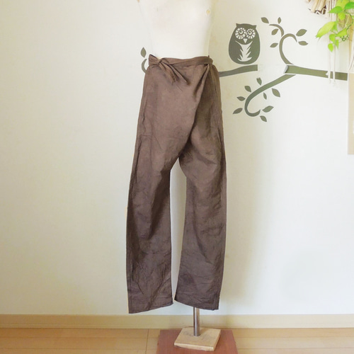 asana HEMP100% デニム風 まつり タイパンツ●草木染め麻墨グレー asana HEMP100% デニム風 まつり タイパンツ○草木染め麻墨