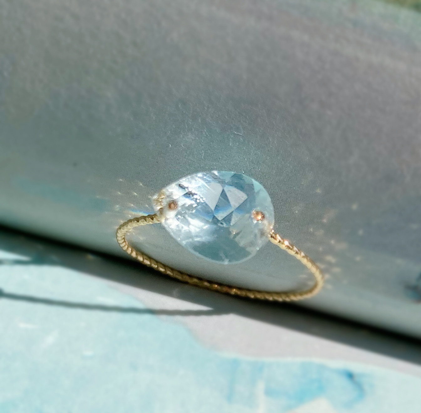 Prana candy gem ✴︎アクアマリン✴︎宝石ルースのk14gfリング