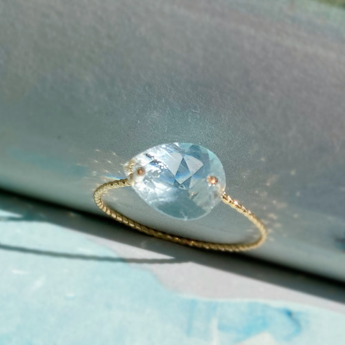 売約済みmeri.様アクアマリン 最高級ファセットカットルースk14gf