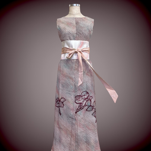 総絞り 上質極上ワンピース 着物リメイク ペンシルライン 演奏会 結婚