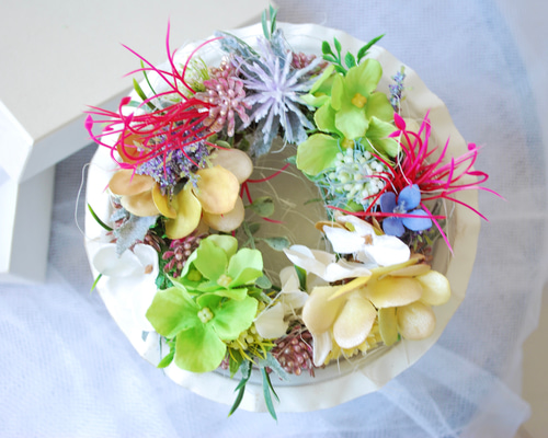 miniwreath colorful unique /フラワーリース アートフラワー