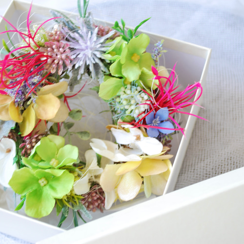 miniwreath colorful unique /フラワーリース アートフラワー