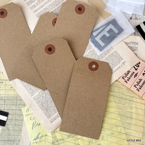 490・A-1206 アメリカ クラフト紙タグ Ⅿ 12cm 20枚 荷物ラベル