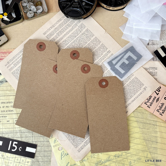 490・A-1206 アメリカ クラフト紙タグ Ⅿ 12cm 20枚 荷物ラベル