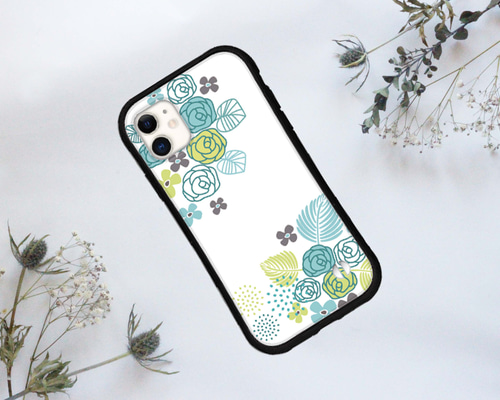 抗菌 スマホケース ボタニカル 花柄 iPhone 16 15 14 13 12 Pro mini