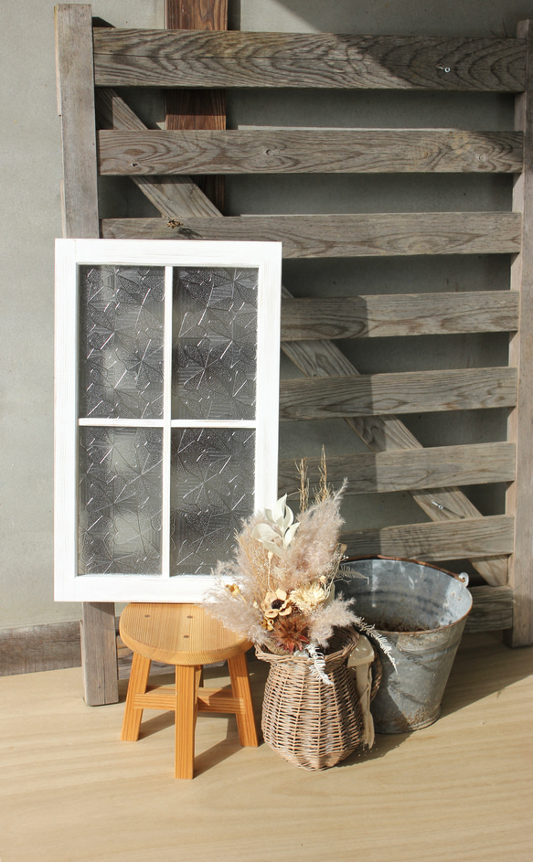 アンティーク　フランス　手描きのガラス　オブジェ アンティーク】ガラス建具 レトロガラス オブジェ その他インテリア