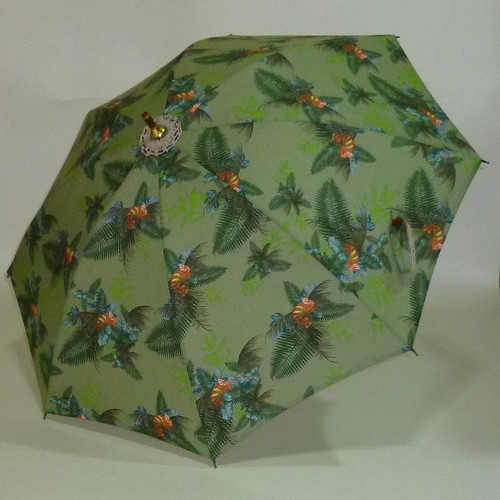 【ハンドルが選べる】トロピカルフォレストグリーン カーボン製ストレッチ式日傘 　カーボン製ストレッチ式日傘
