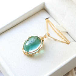 アンダラクリスタルのワイヤージュエリーネックレス✧アクアブルー