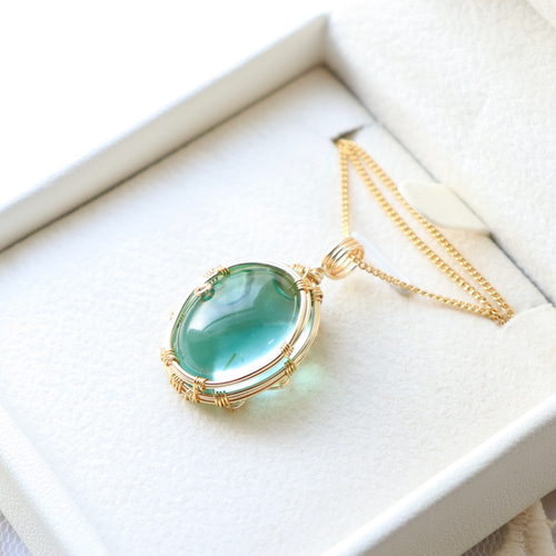 アンダラクリスタルのワイヤージュエリーネックレス✧アクアブルー