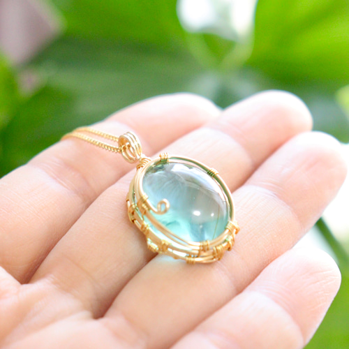 りーこページ⟡アンダラクリスタルのワイヤージュエリーネックレス✧ペンダント アンダラクリスタルのワイヤージュエリーネックレス✧イエロー