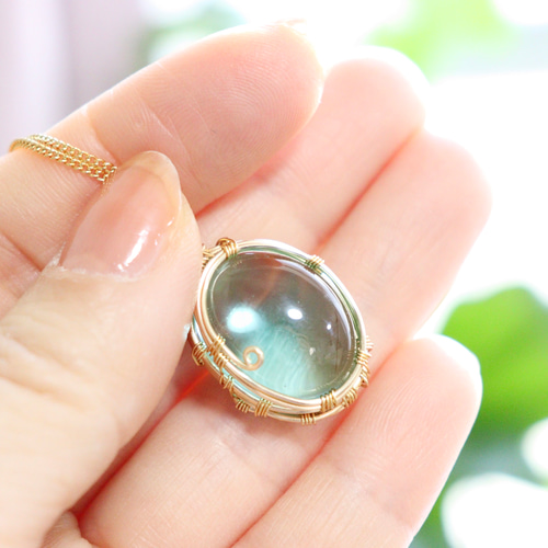 アンダラクリスタルのワイヤージュエリーネックレス✧アクアブルー