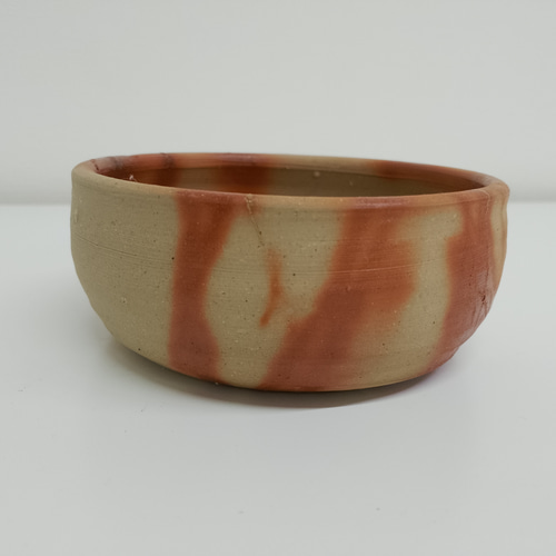 焼締】ペットのお皿(水皿・餌皿)犬猫 備前焼 緋襷 サイズ:中4
