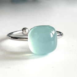 シーブルーカルセドニー 1粒リング インド 産 水色 ライトブルー