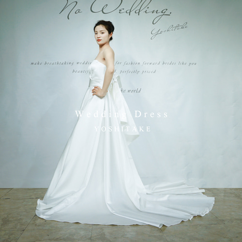 オーダー制作】ウエディングドレス.白.サテン.スリット.Aライン.バック