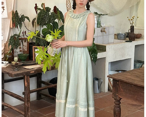 良品！ DRESSTERIOR ノースリーブ ワンピース 夏 自然色 リボン 良品！ DRESSTERIOR ノースリーブ ワンピース 夏 自然色 リボン