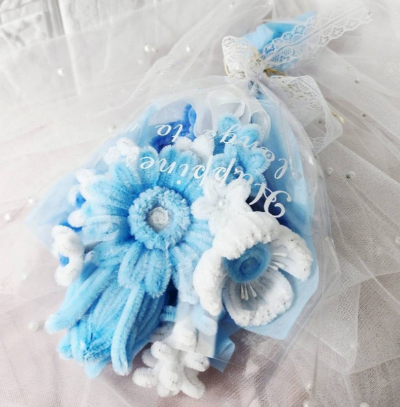 あおぞらブーケ/モールフラワ/chloris/水色/ギフト/プレゼント ブーケ